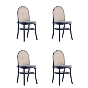 Manhattan Comfort Paragon 19.29&quot Wood Dining Chair w/ Cushion in Black (4 Pc)