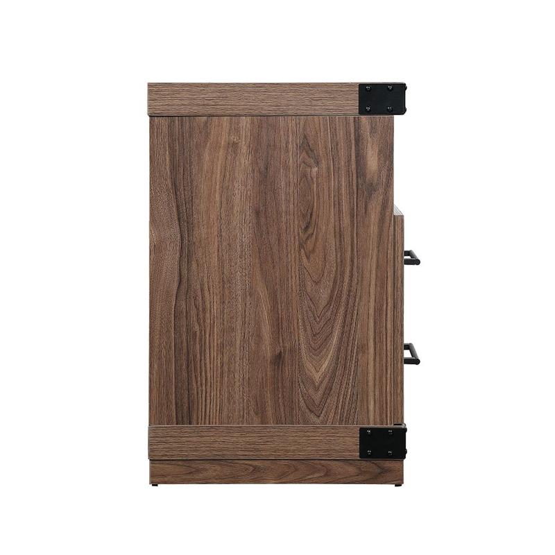 Manhattan Comfort Richmond 2 Shelves Engineered Wood Sleek Fireplace in Brown