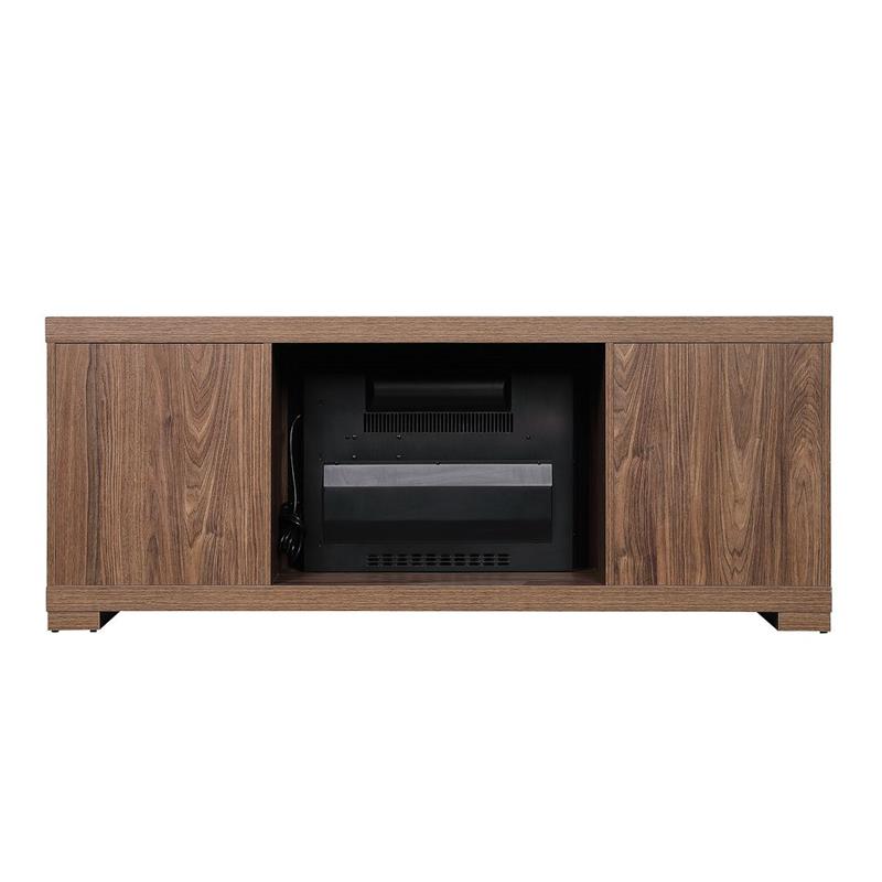 Manhattan Comfort Richmond 2 Shelves Engineered Wood Sleek Fireplace in Brown