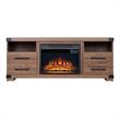 Manhattan Comfort Richmond 2 Shelves Engineered Wood Sleek Fireplace in Brown