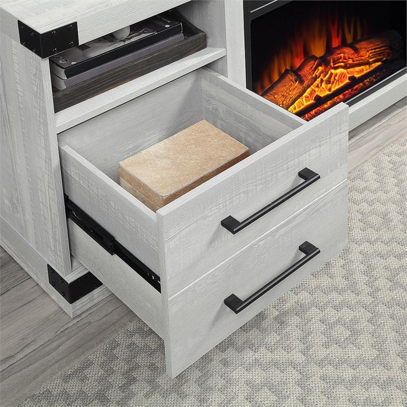 Manhattan Comfort Richmond 2 Shelves Engineered Wood Sleek Fireplace in Gray