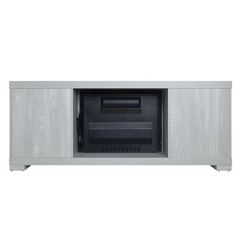 Manhattan Comfort Richmond 2 Shelves Engineered Wood Sleek Fireplace in Gray