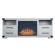 Manhattan Comfort Richmond 2 Shelves Engineered Wood Sleek Fireplace in Gray