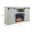 Manhattan Comfort Myrtle Wood Fireplace with Media Wire Management in Cream