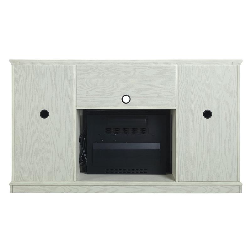 Manhattan Comfort Myrtle Wood Fireplace with Media Wire Management in Cream