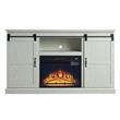 Manhattan Comfort Myrtle Wood Fireplace with Media Wire Management in Cream