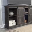 Manhattan Comfort Myrtle Wood Fireplace with Media Wire Management in Brown