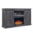 Manhattan Comfort Myrtle Wood Fireplace with Media Wire Management in Brown