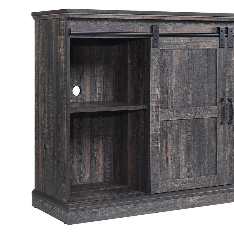 Manhattan Comfort Myrtle Wood Fireplace with Media Wire Management in Brown