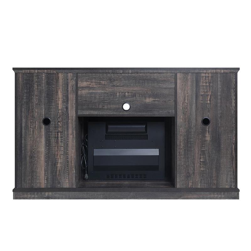 Manhattan Comfort Myrtle Wood Fireplace with Media Wire Management in Brown
