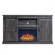 Manhattan Comfort Myrtle Wood Fireplace with Media Wire Management in Brown
