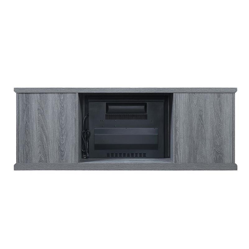 Manhattan Comfort Franklin 2 Sliding Door Wood Fireplace TV Stand in Gray