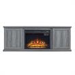 Manhattan Comfort Franklin 2 Sliding Door Wood Fireplace TV Stand in Gray