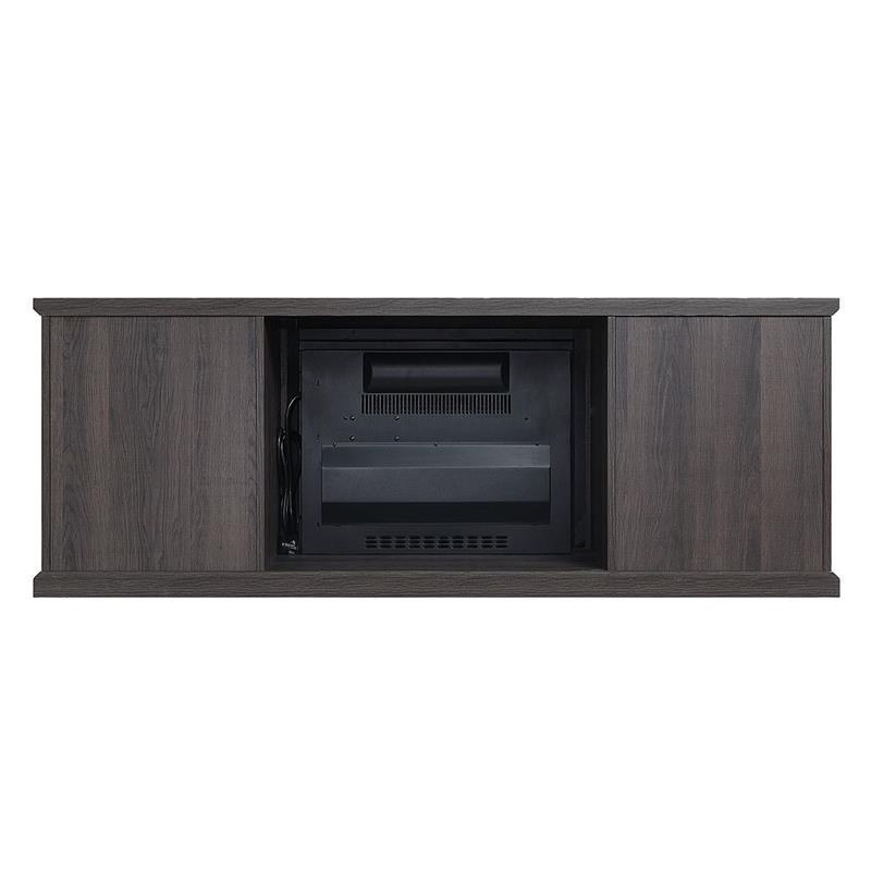 Manhattan Comfort Franklin 2 Sliding Door Wood Fireplace TV Stand in Brown