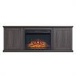 Manhattan Comfort Franklin 2 Sliding Door Wood Fireplace TV Stand in Brown