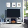 Manhattan Comfort Brighton Wood Fireplace with Media Wire Management in White