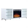 Manhattan Comfort Brighton Wood Fireplace with Media Wire Management in White