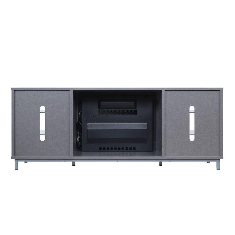 Manhattan Comfort Brighton Wood Fireplace with Media Wire Management in Gray