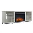 Manhattan Comfort Brighton Wood Fireplace with Media Wire Management in Beige
