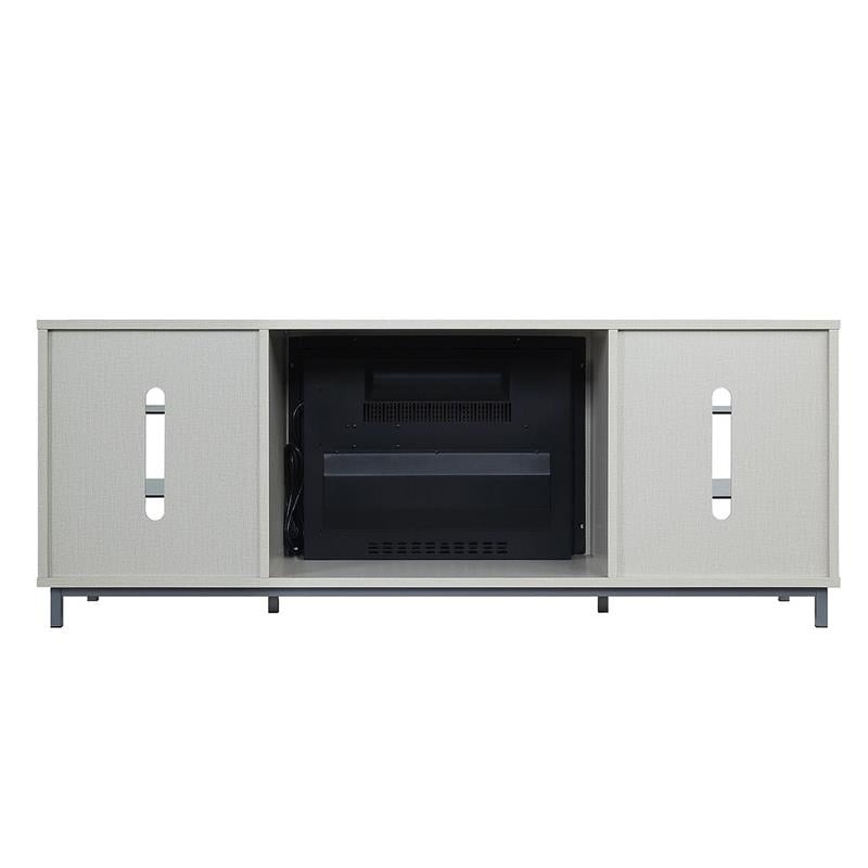 Manhattan Comfort Brighton Wood Fireplace with Media Wire Management in Beige