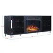 Manhattan Comfort Brighton Wood Fireplace with Media Wire Management in Black