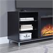 Manhattan Comfort Brighton Wood Fireplace with Media Wire Management in Black