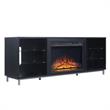 Manhattan Comfort Brighton Wood Fireplace with Media Wire Management in Black