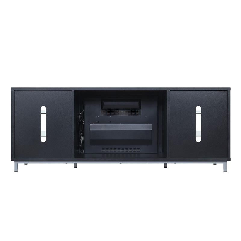 Manhattan Comfort Brighton Wood Fireplace with Media Wire Management in Black