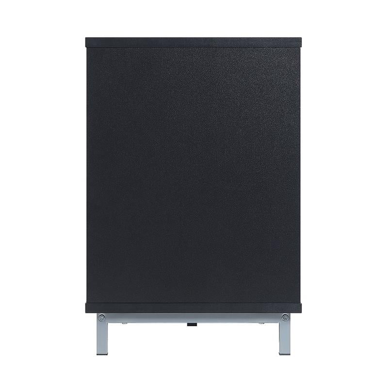 Manhattan Comfort Brighton Wood Fireplace with Media Wire Management in Black