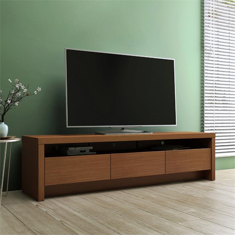 Sylvan Contemporary Modern TV Stand with 3 Drawers Maple Cream Engineered Wood