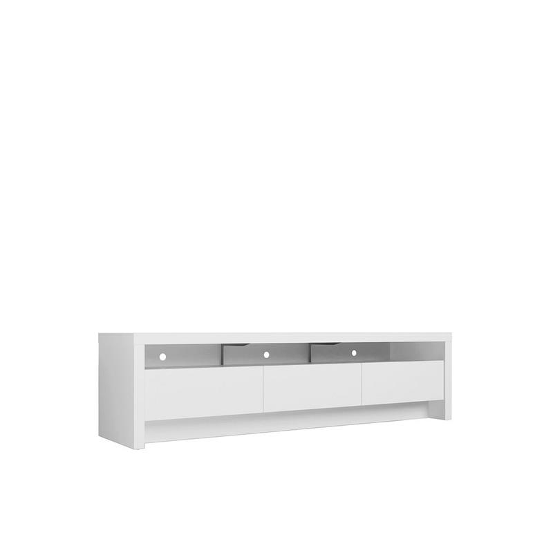 Sylvan Contemporary Modern TV Stand with 3 Drawers in White Engineered Wood
