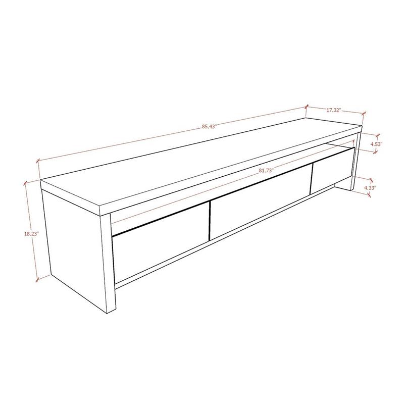 Sylvan Contemporary Modern TV Stand with 3 Drawers in Black Engineered Wood