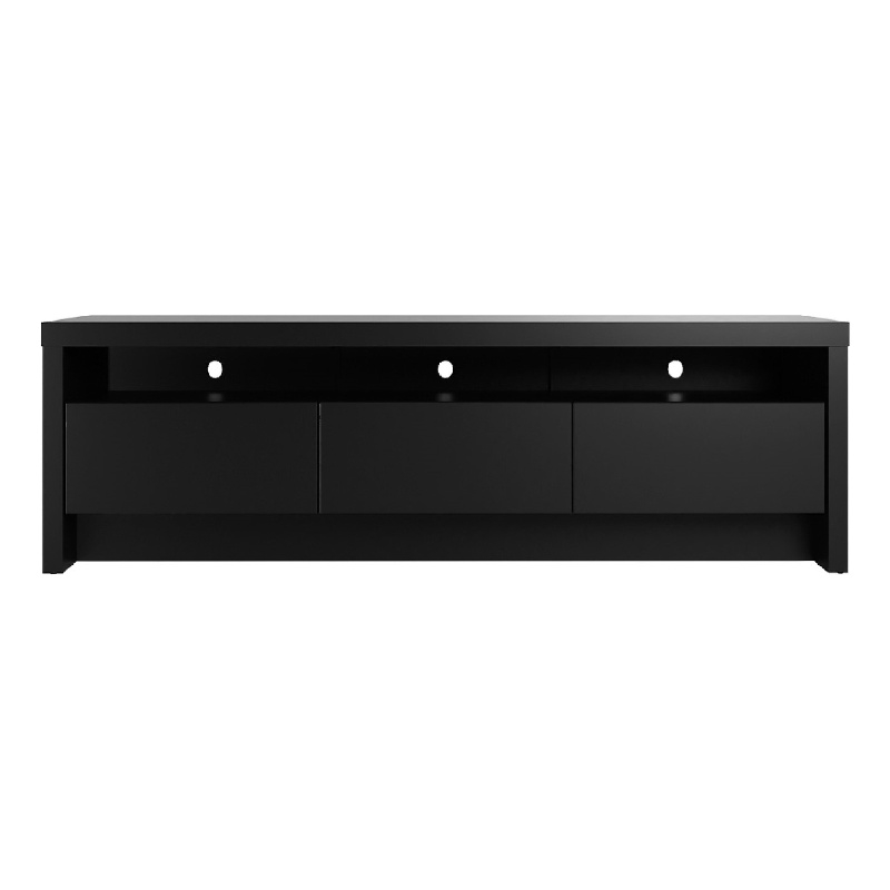 Sylvan Contemporary Modern TV Stand with 3 Drawers in Black Engineered Wood