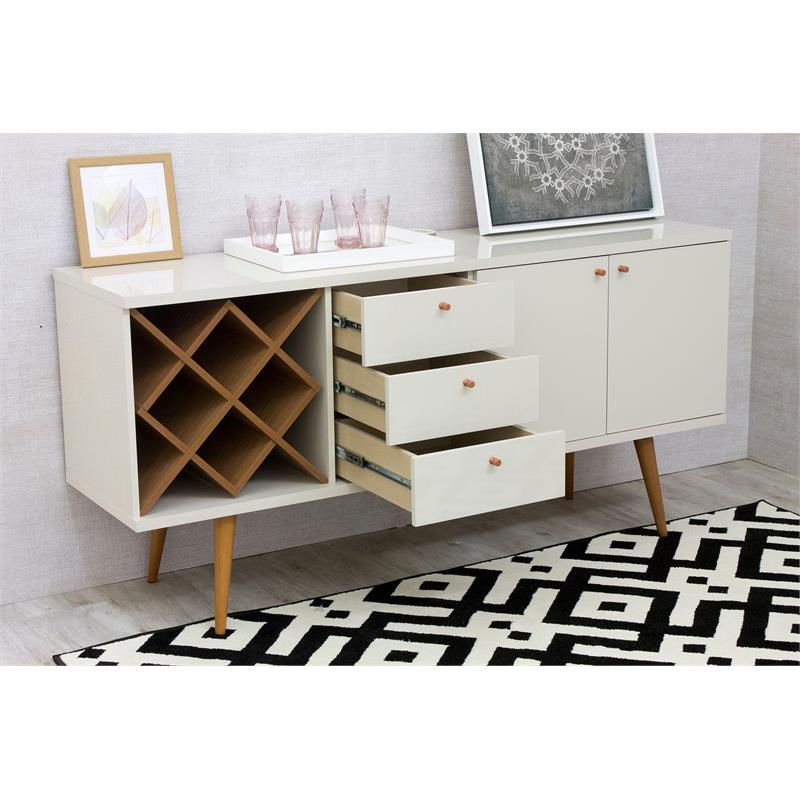 Utopia Modern Wide Dresser 3 Drawers White Gloss Maple Cream Engineered Wood