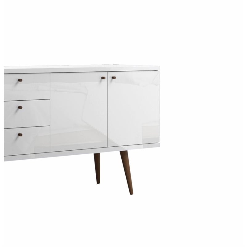 Utopia Modern Wide Dresser 3 Drawers White Gloss Maple Cream Engineered Wood