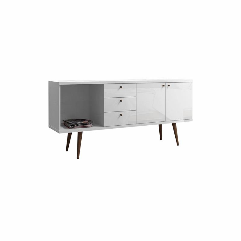 Utopia Modern Wide Dresser 3 Drawers White Gloss Maple Cream Engineered Wood