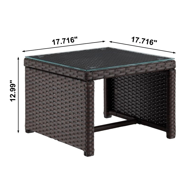 Manhattan Comfort Riviera 4-Seat Rattan Patio Conversation Set in Cream/Gray