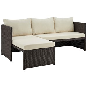 Manhattan Comfort Riviera 4-Seat Rattan Patio Conversation Set in Cream/Gray