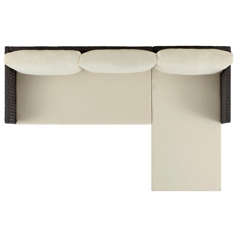 Manhattan Comfort Riviera 4-Seat Rattan Patio Conversation Set in Cream/Gray