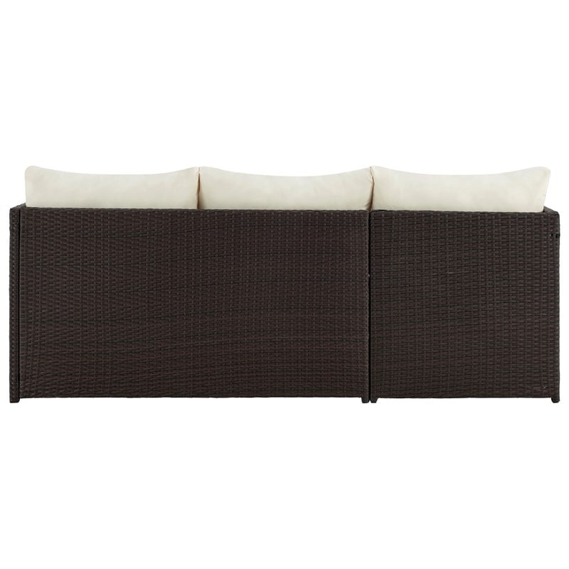 Manhattan Comfort Riviera 4-Seat Rattan Patio Conversation Set in Cream/Gray