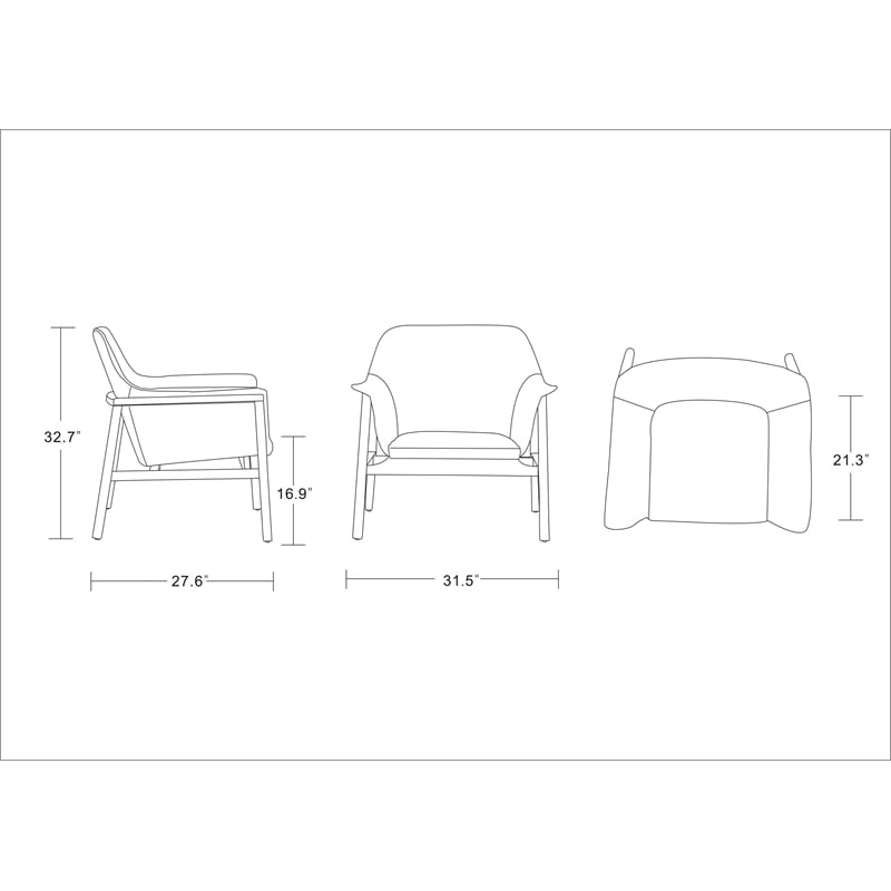 Manhattan Comfort Miller Fabric Upholstered Accent Chair in Green/Walnut