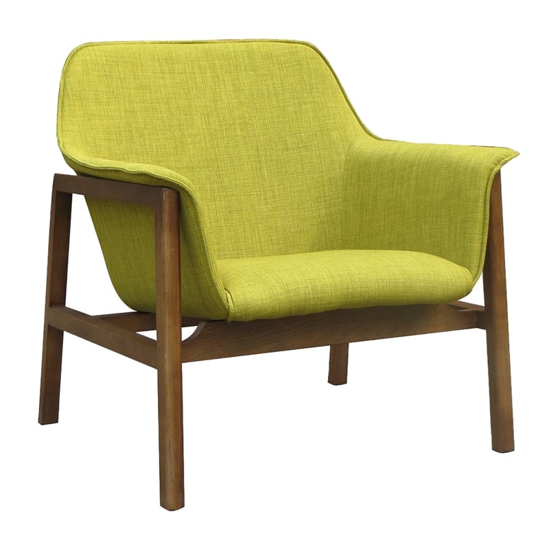 Manhattan Comfort Miller Fabric Upholstered Accent Chair in Green/Walnut
