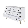 Manhattan Comfort Amber Double Dresser with Faux Leather Handles in White