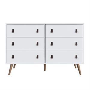 manhattan comfort amber double dresser with faux leather handles in white