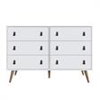 Manhattan Comfort Amber Double Dresser with Faux Leather Handles in White