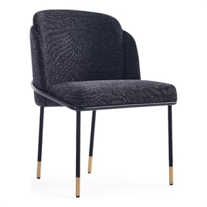 Manhattan Comfort Flor 18.7&quot Linen Fabric Dining Chair in Black