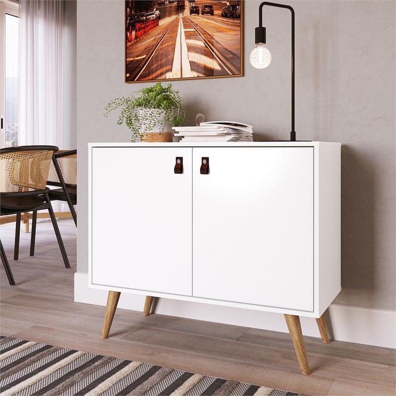 Manhattan Comfort Amber 1-Shelf Engineered Wood Accent Cabinet in White