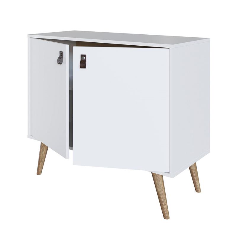 Manhattan Comfort Amber 1-Shelf Engineered Wood Accent Cabinet in White