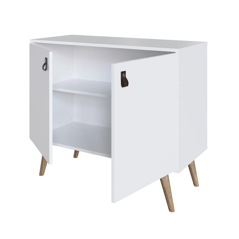 Manhattan Comfort Amber 1-Shelf Engineered Wood Accent Cabinet in White