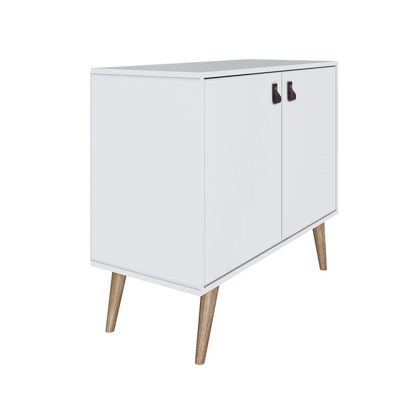 Manhattan Comfort Amber 1-Shelf Engineered Wood Accent Cabinet in White